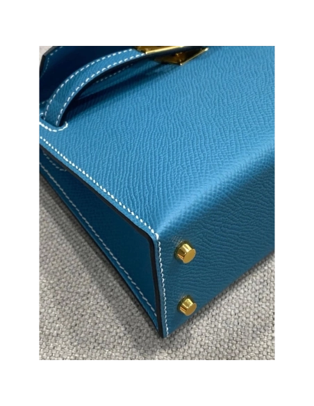 Hermes Mini Kelly Bleu Jean Epsom Gold Hardware,Hermes,BAGS