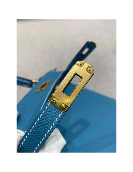 Hermes Mini Kelly Bleu Jean Epsom Gold Hardware,Hermes,BAGS