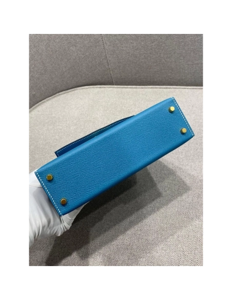 Hermes Mini Kelly Bleu Jean Epsom Gold Hardware,Hermes,BAGS