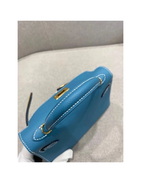 Hermes Mini Kelly Bleu Jean Epsom Gold Hardware,Hermes,BAGS