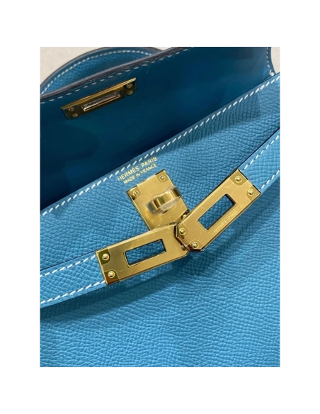 Hermes Mini Kelly Bleu Jean Epsom Gold Hardware,Hermes,BAGS