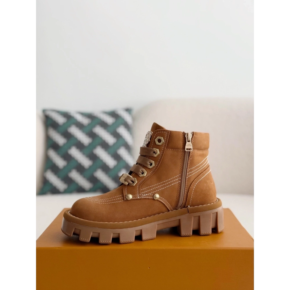 Louis Vuitton Round Toe Lace-up Boots,LOUIS VUITTON